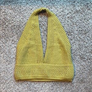 Crochet Halter Top in Mustard Yellow